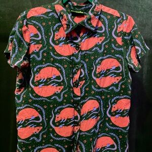 Nooworks Joyce Rats Print Button Up Medium
